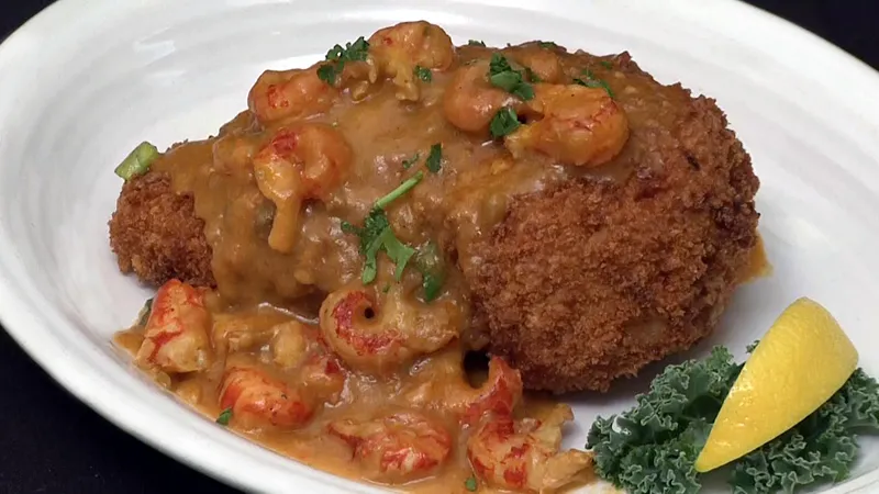 fried fish with shrimp creole sauce